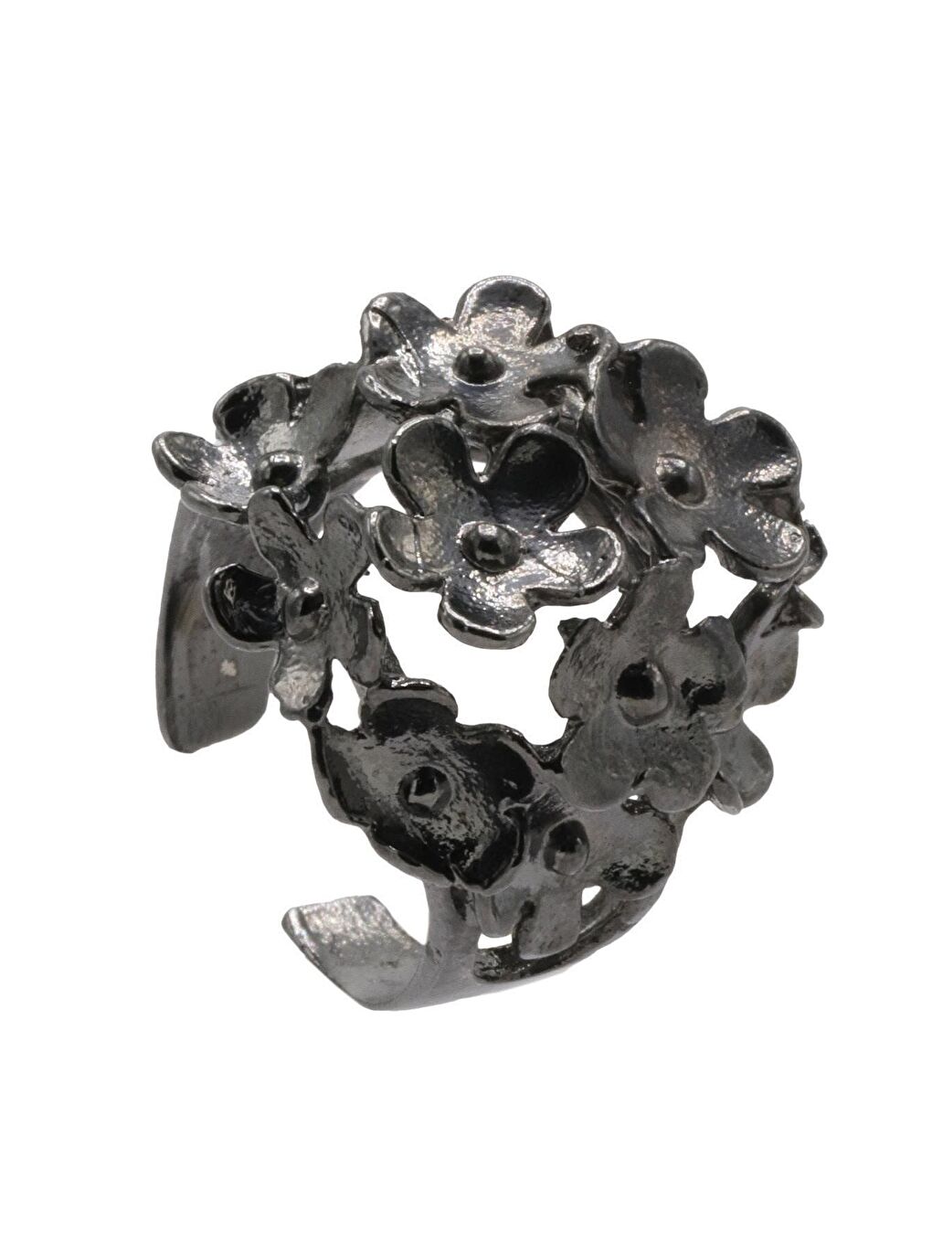 Kadın Antrasit Lak Kaplama Ayarlanabilir Kırçiçeği Yüzük-1