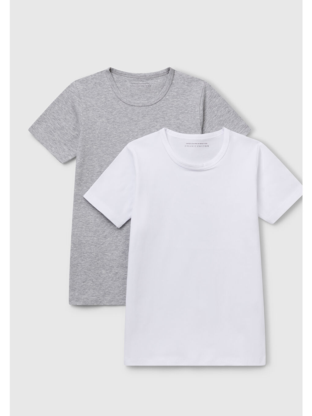 Erkek Çocuk Gri melanj Bisiklet Yaka Kısa Kollu 2'li T-Shirt Seti