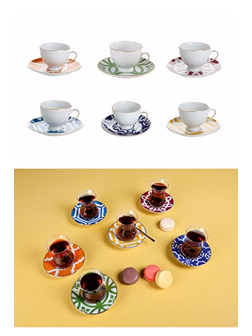 Yeşil Morocco Kahve ve Çay Bardak Takımı 6 Kişilik