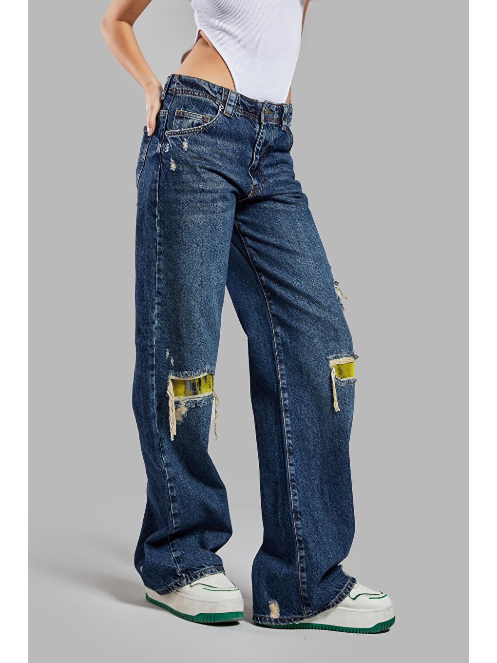 Mavi Kadın Jean Rengi 10W48 Tailored Relax Fit Etnik Desenli Denim