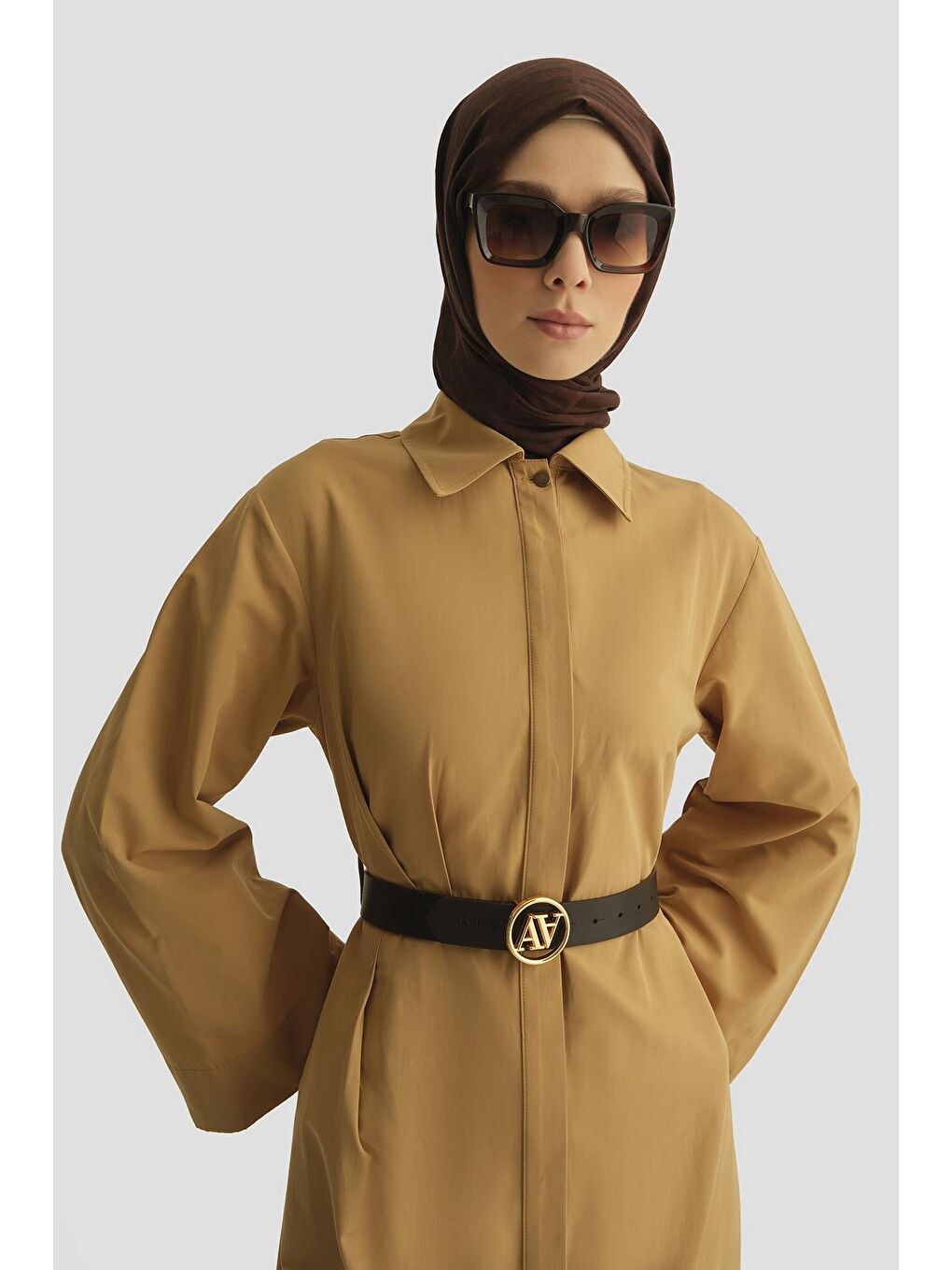 Kahverengi Kemerli Elbise 25Y9023 Sahra-2