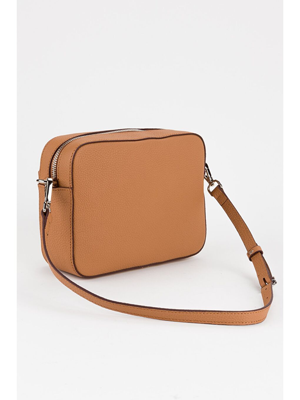 Kahverengi %100 Hakiki Deri Kadın Kolon Askılı Çapraz Omuz Çantası-4