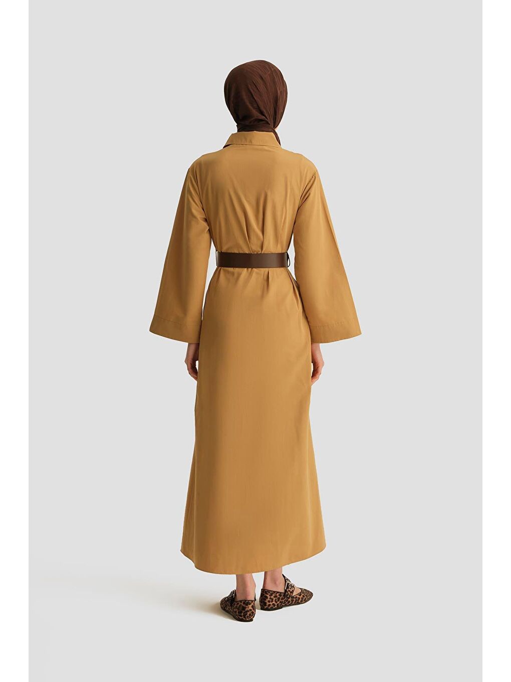 Kahverengi Kemerli Elbise 25Y9023 Sahra-4