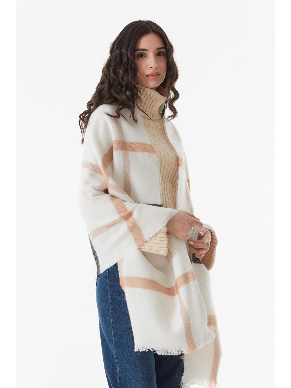 Sarı Çizgili Yumuşak Dokulu Şal