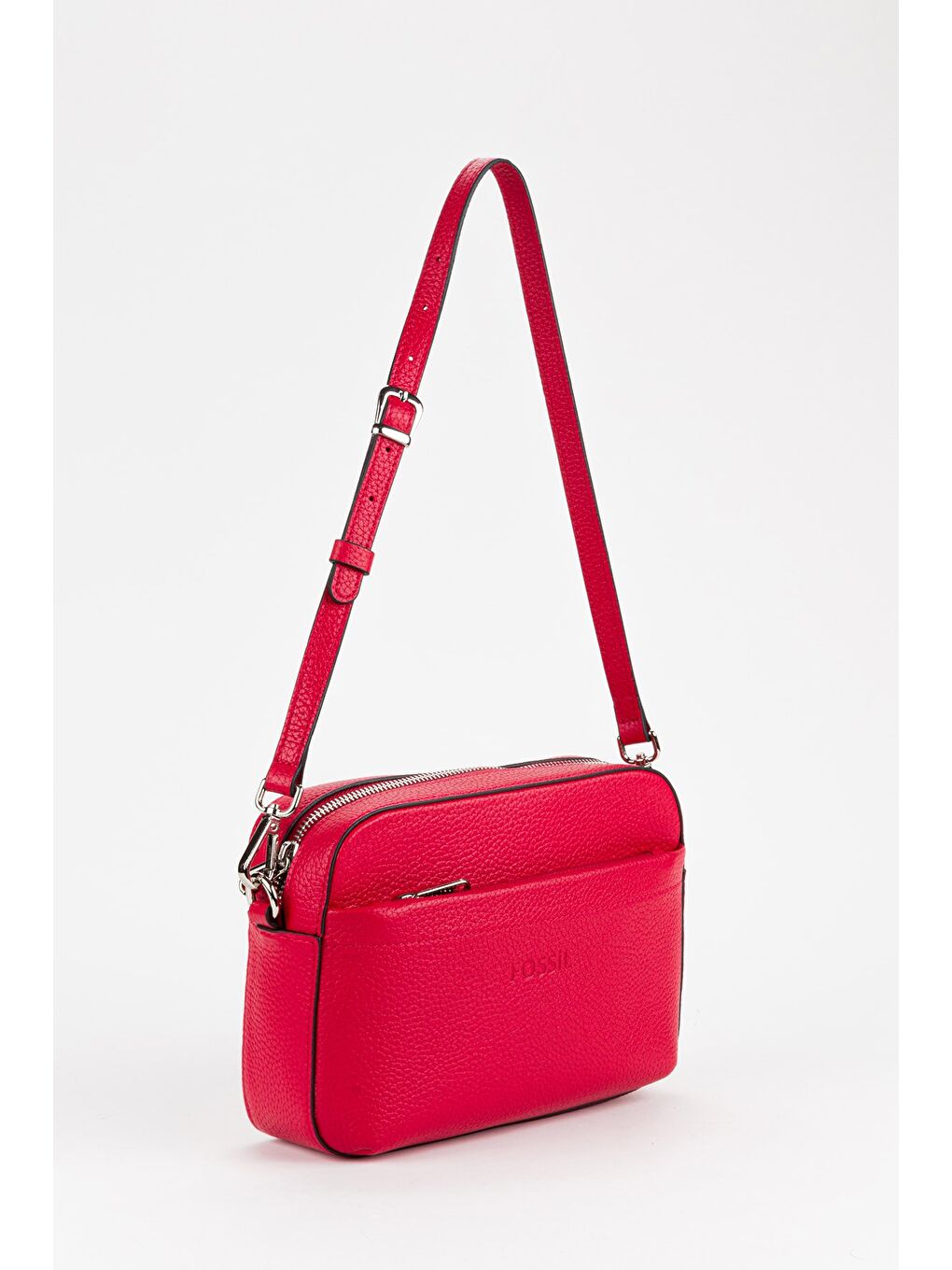 Kırmızı %100 Hakiki Deri Kadın Kolon Askılı Çapraz Omuz Çantası-2