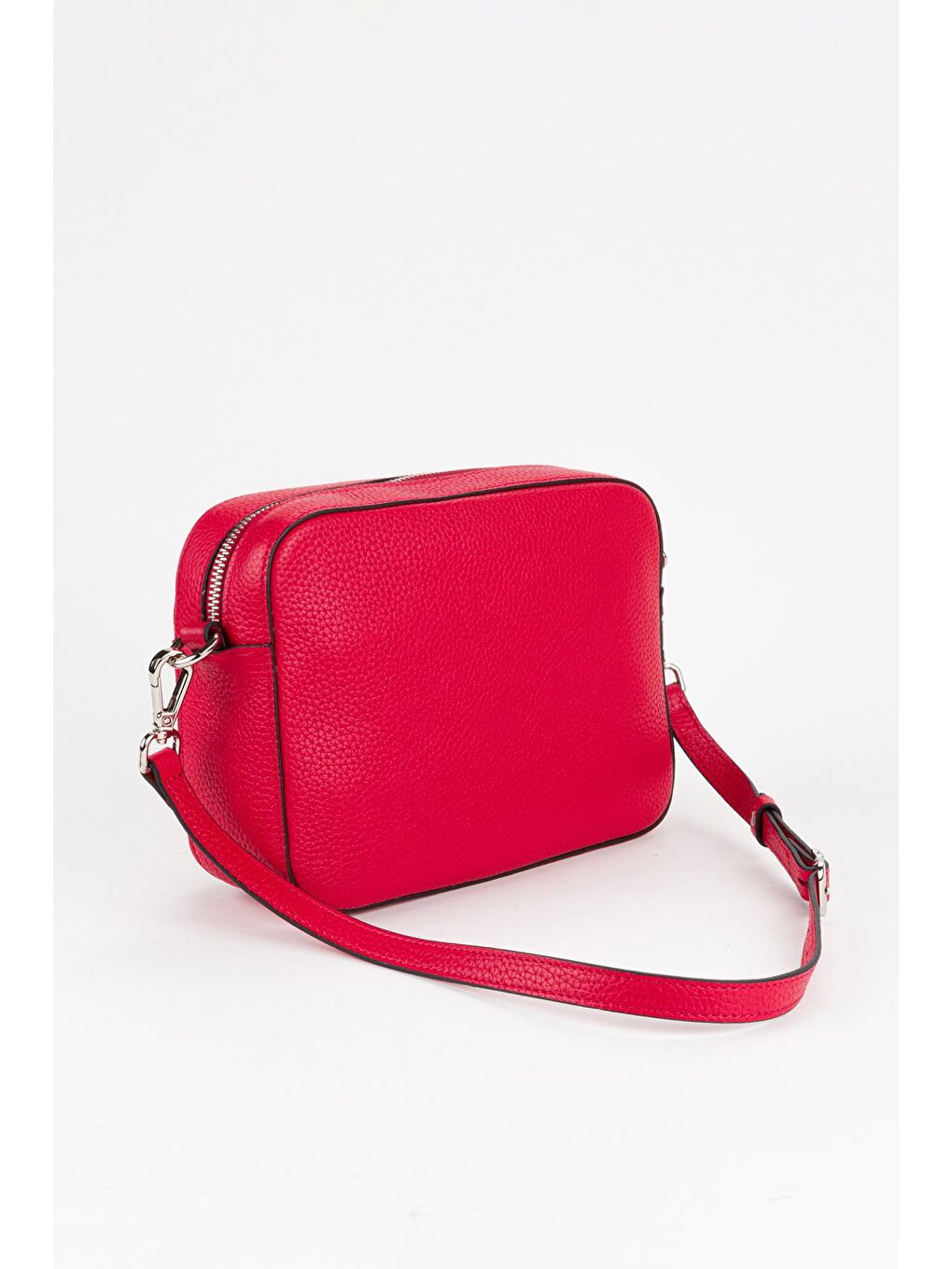 Kırmızı %100 Hakiki Deri Kadın Kolon Askılı Çapraz Omuz Çantası-4