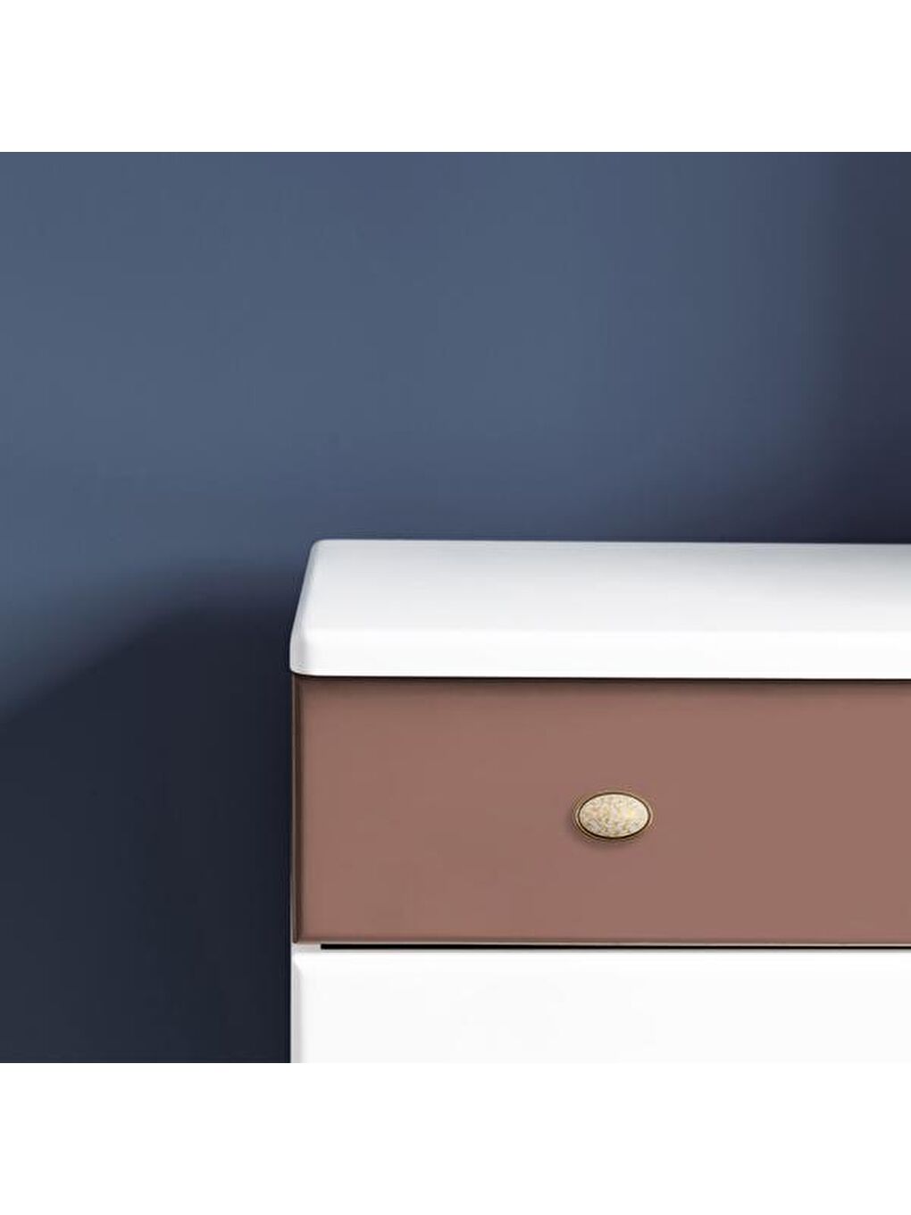 Gri Balat Düğme Kulp - Krem / Antik-4