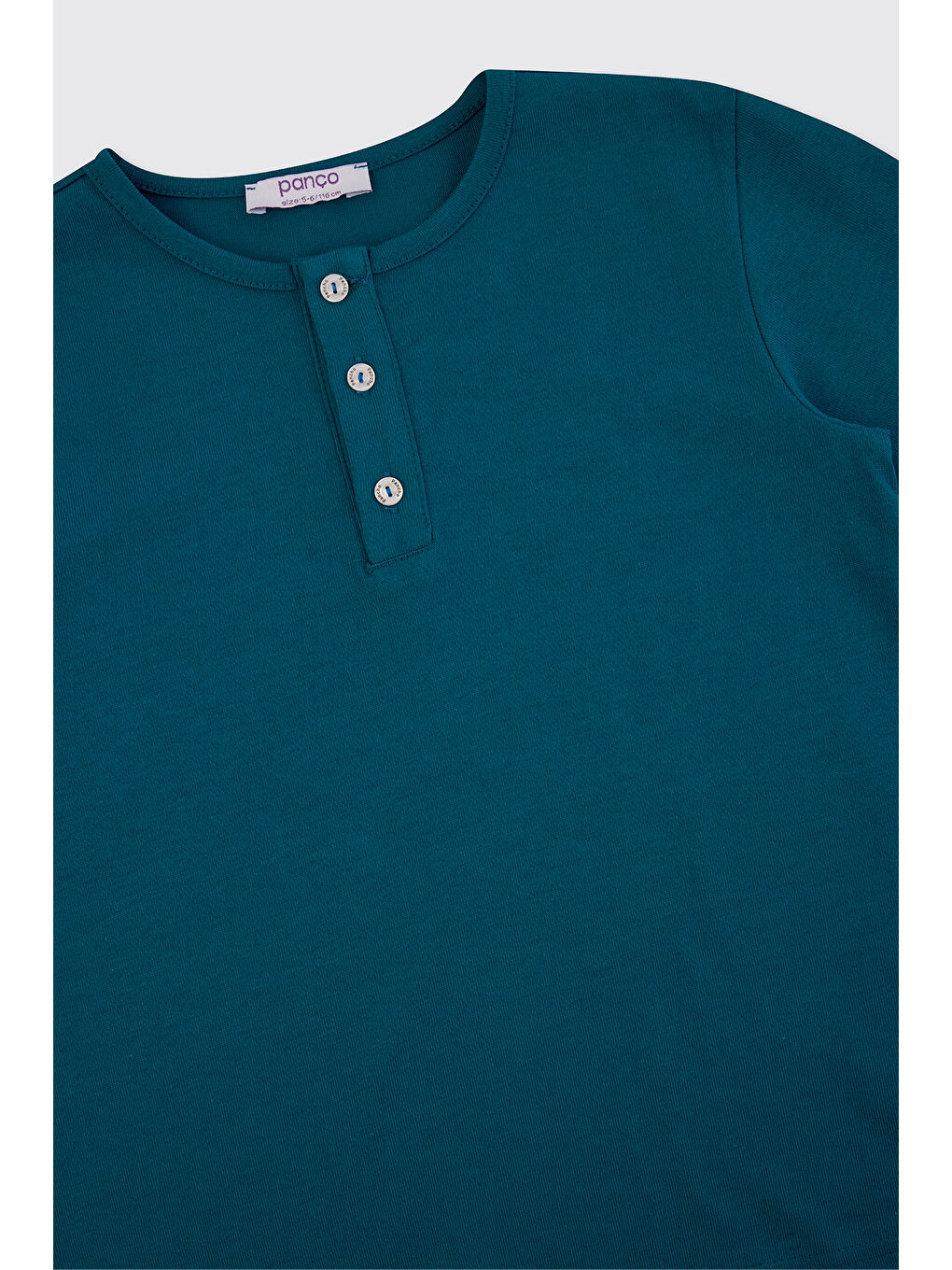 Erkek Çocuk Yakası Düğmeli Petrol Tişört-2