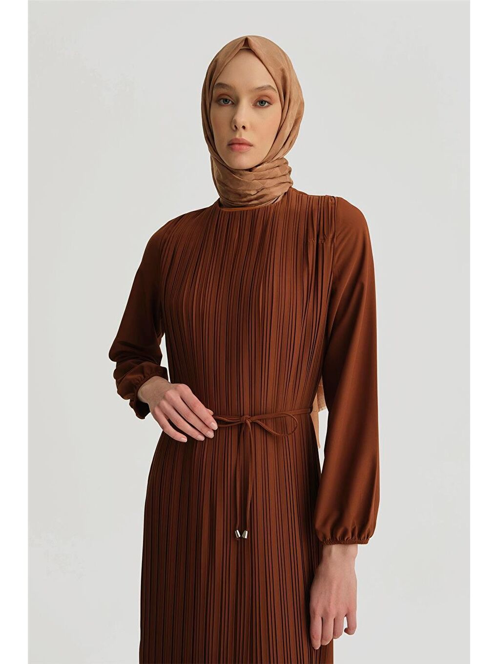Kahverengi Elbise Ortd9435-1 Acı Kahve-3