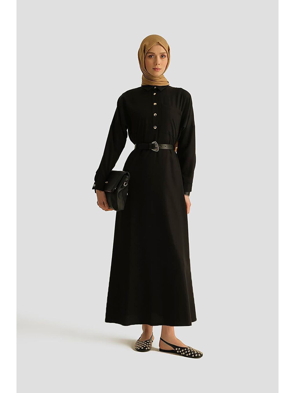 Lyocell Elbise 25Yd4236 Siyah-1