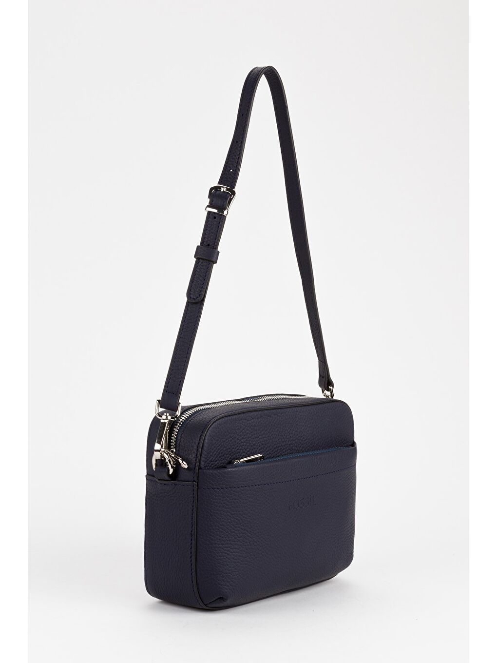 Lacivert %100 Hakiki Deri Kadın Kolon Askılı Çapraz Omuz Çantası-2