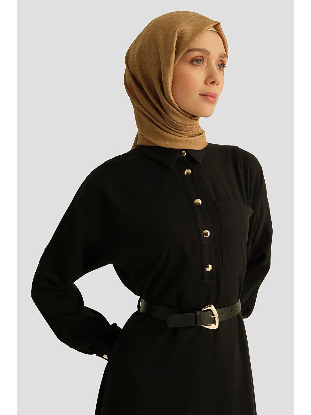 Lyocell Elbise 25Yd4236 Siyah-2