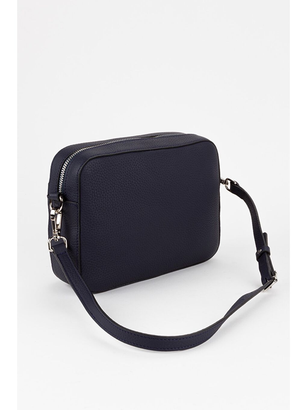 Lacivert %100 Hakiki Deri Kadın Kolon Askılı Çapraz Omuz Çantası-4