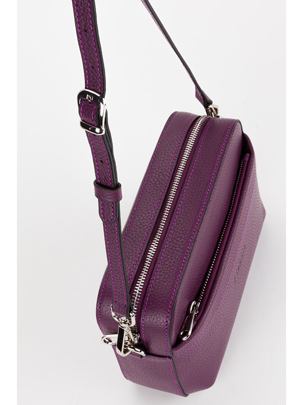 Mürdüm %100 Hakiki Deri Kadın Kolon Askılı Çapraz Omuz Çantası-3