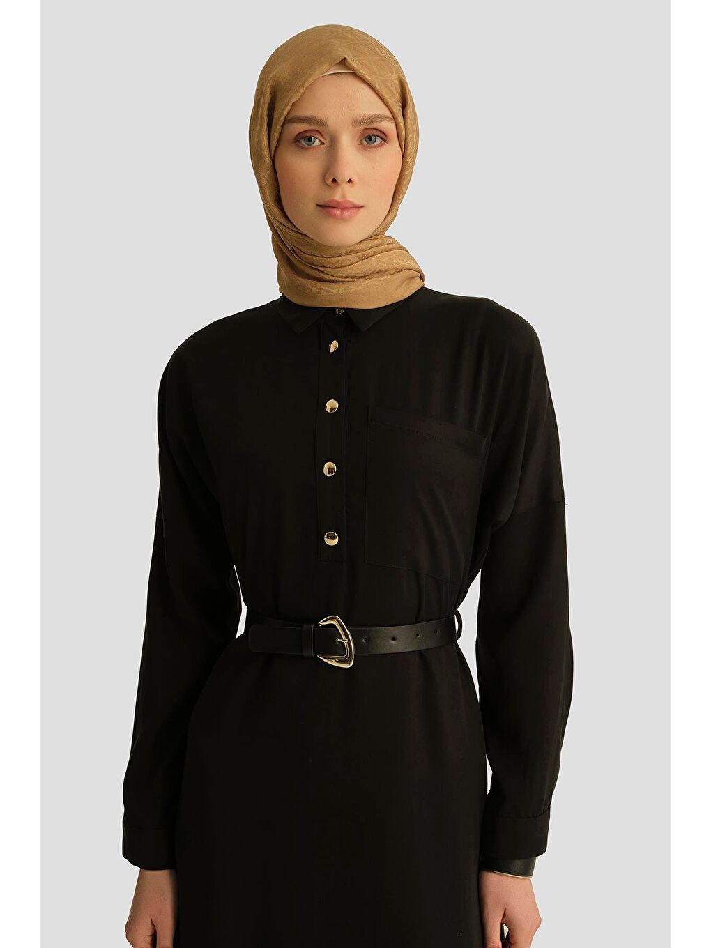 Lyocell Elbise 25Yd4236 Siyah-3