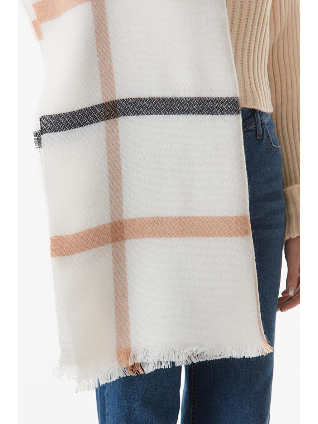 Sarı Çizgili Yumuşak Dokulu Şal-3