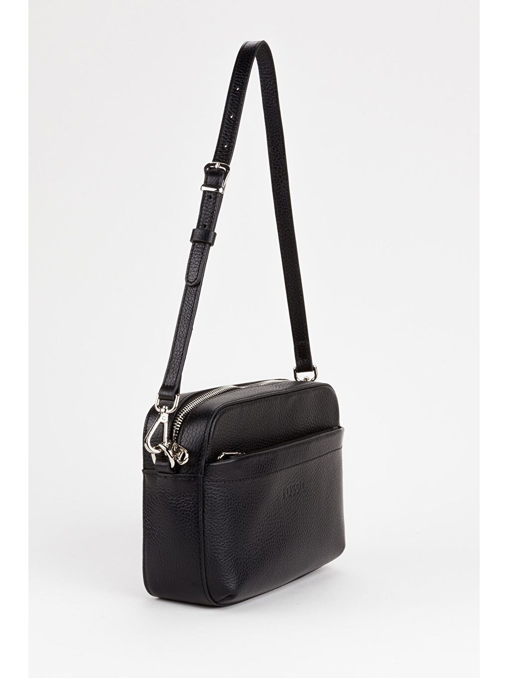 Siyah %100 Hakiki Deri Kadın Kolon Askılı Çapraz Omuz Çantası-2