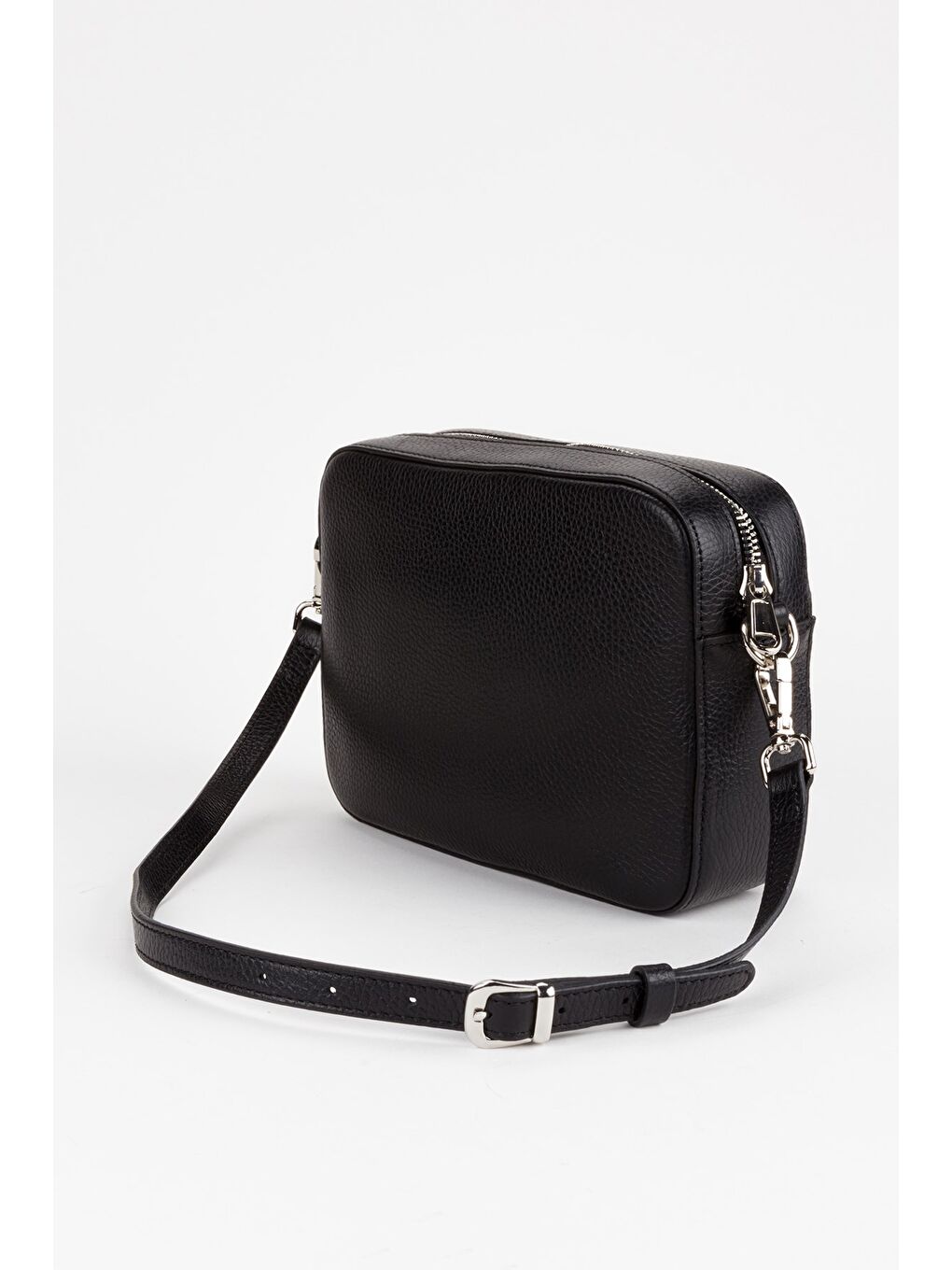 Siyah %100 Hakiki Deri Kadın Kolon Askılı Çapraz Omuz Çantası-3