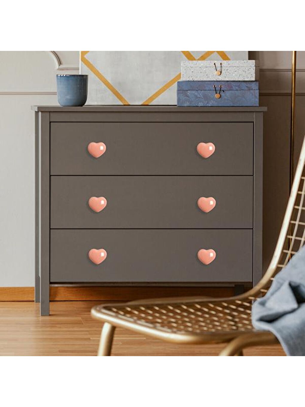 Büyük Kalp Düğme Kulp - Pembe-2