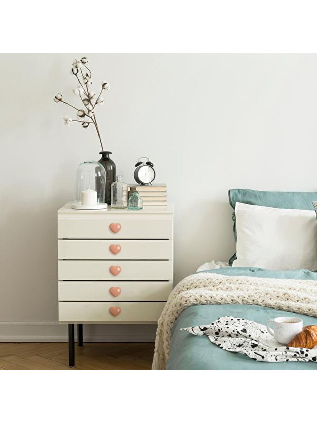 Büyük Kalp Düğme Kulp - Pembe-3