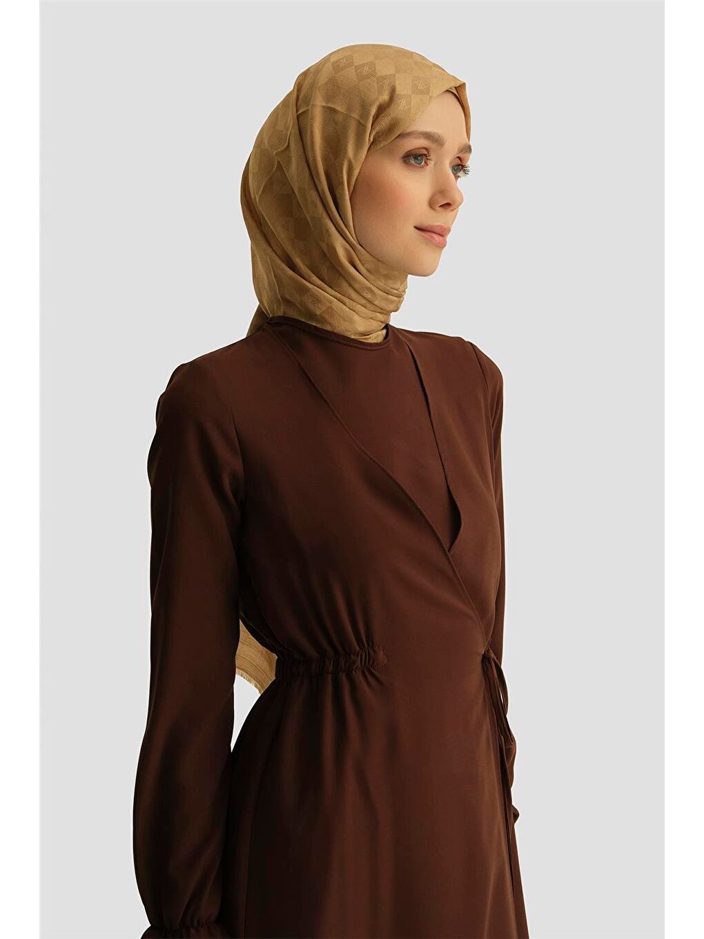 Kahverengi Anvelop Elbise 25Yh9230 Açık Kahve-1