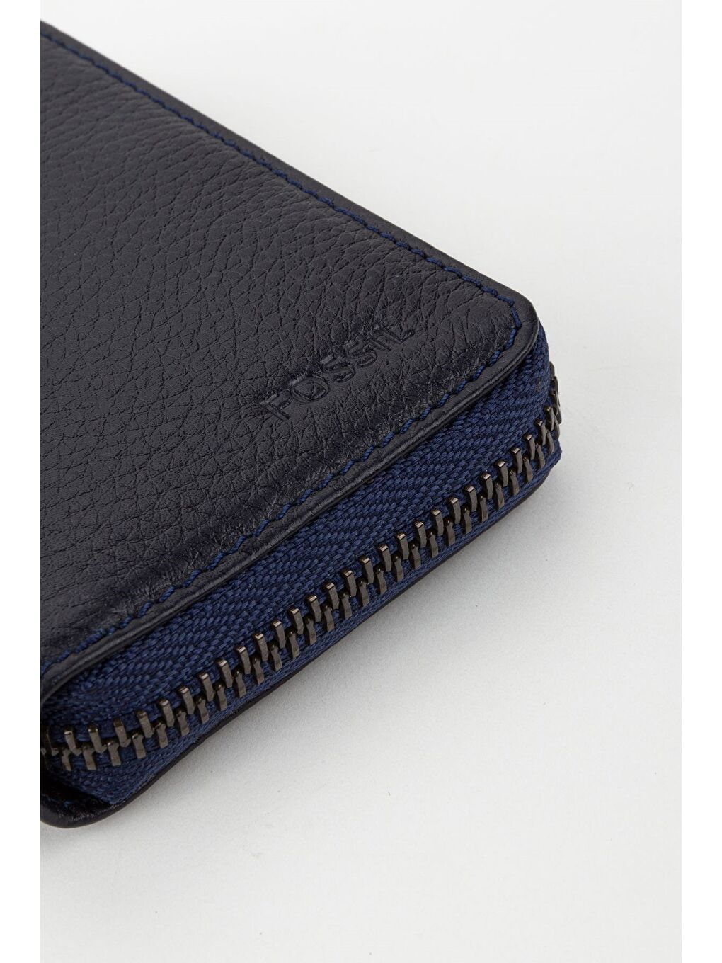 Lacivert Kutulu Hakiki Deri  Fermuarlı El Portföyü Kartlık Cüzdan-4