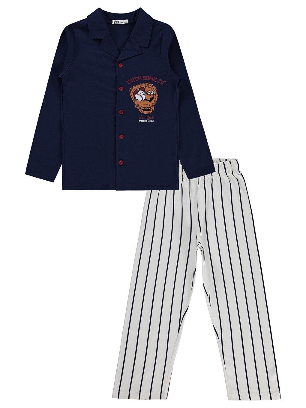Boys Önü Düğmeli 6-9 Yaş Pijama Takımı - Lacivert-3
