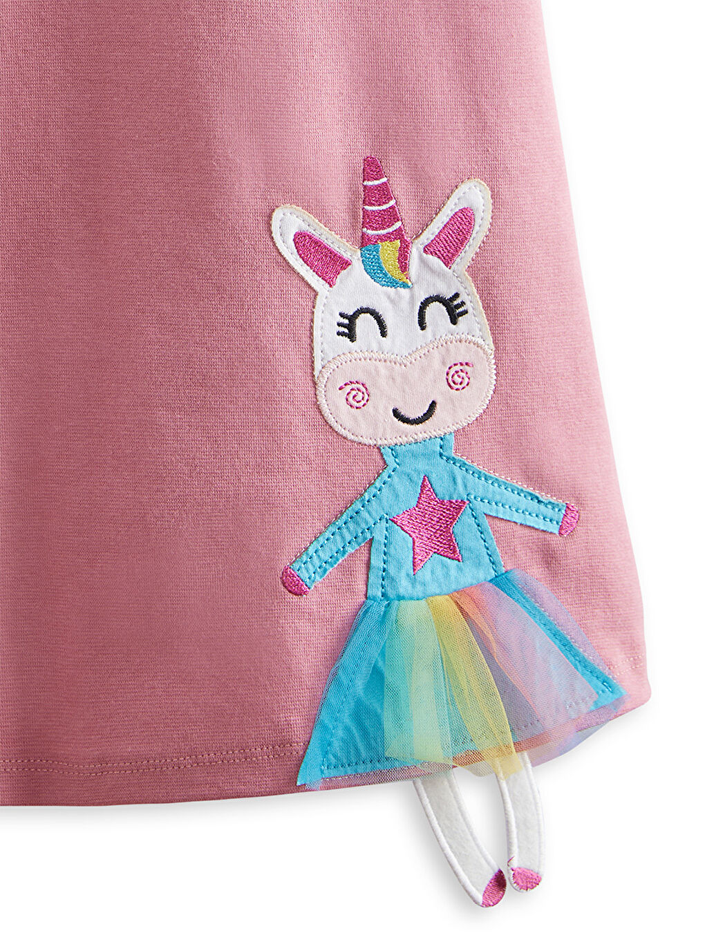 Lilycorn Kız Çocuk Pembe Yazlık Elbise-4