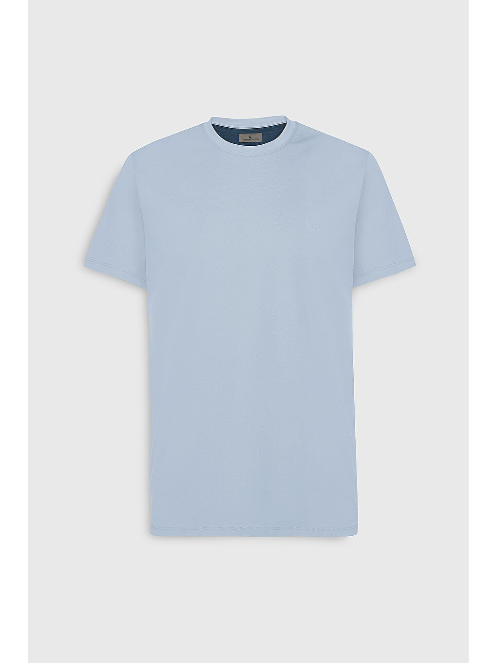 Erkek Açık Mavi Slim Fit Dar Kesim Bisiklet Yaka Pamuklu Tişört-4