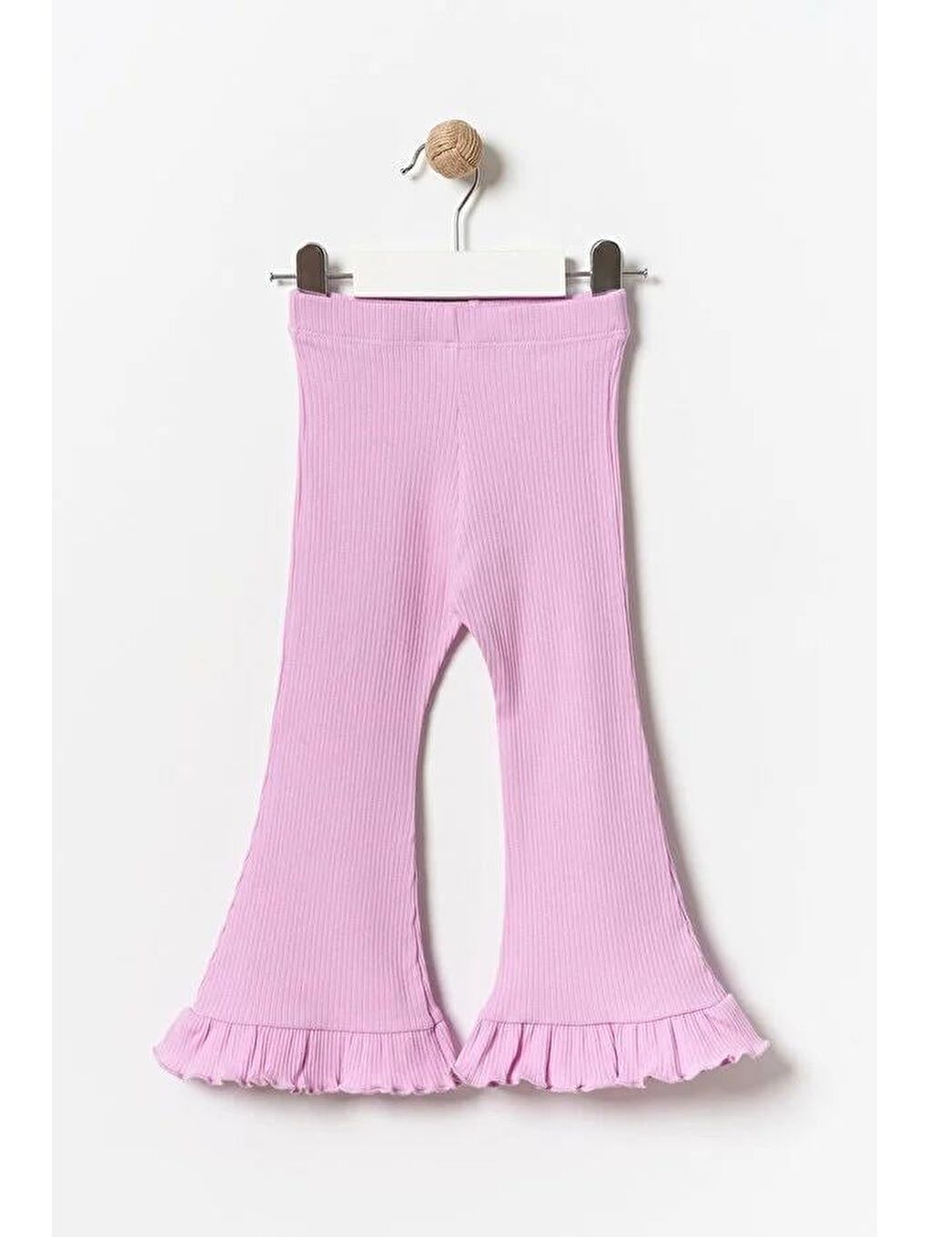 Karışık Kız Çocuk Pamuklu 3'Lü Lila Yeşil Gri Fırfır Paçalı Ribana Tayt Seti – Esnek Rahat Kalıp-1