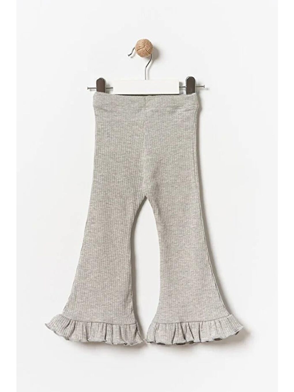 Karışık Kız Çocuk Pamuklu 3'Lü Lila Yeşil Gri Fırfır Paçalı Ribana Tayt Seti – Esnek Rahat Kalıp-2