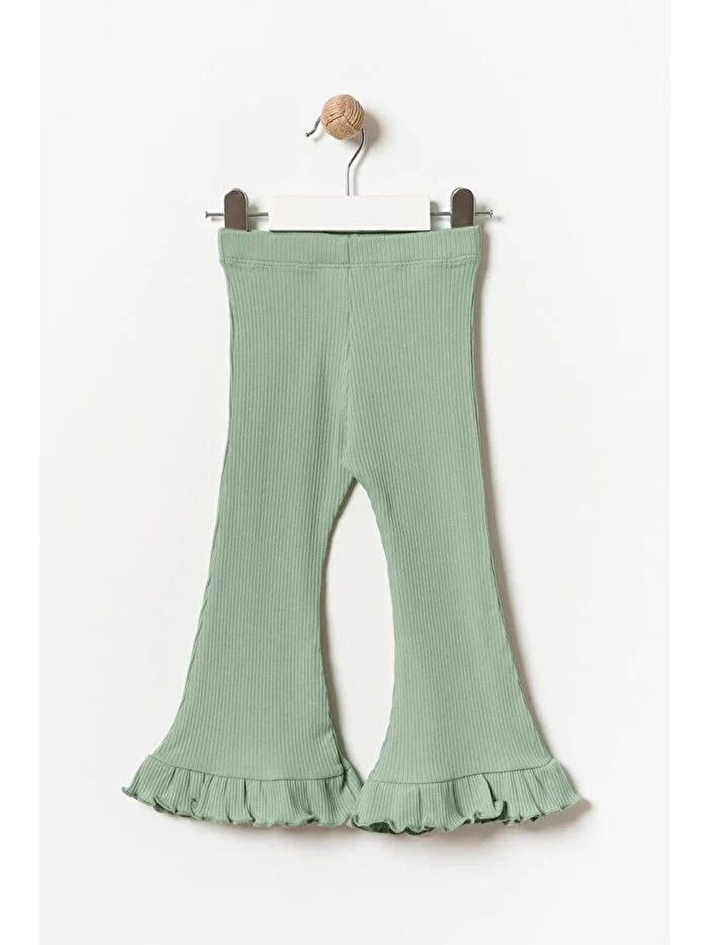 Karışık Kız Çocuk Pamuklu 3'Lü Lila Yeşil Gri Fırfır Paçalı Ribana Tayt Seti – Esnek Rahat Kalıp-3