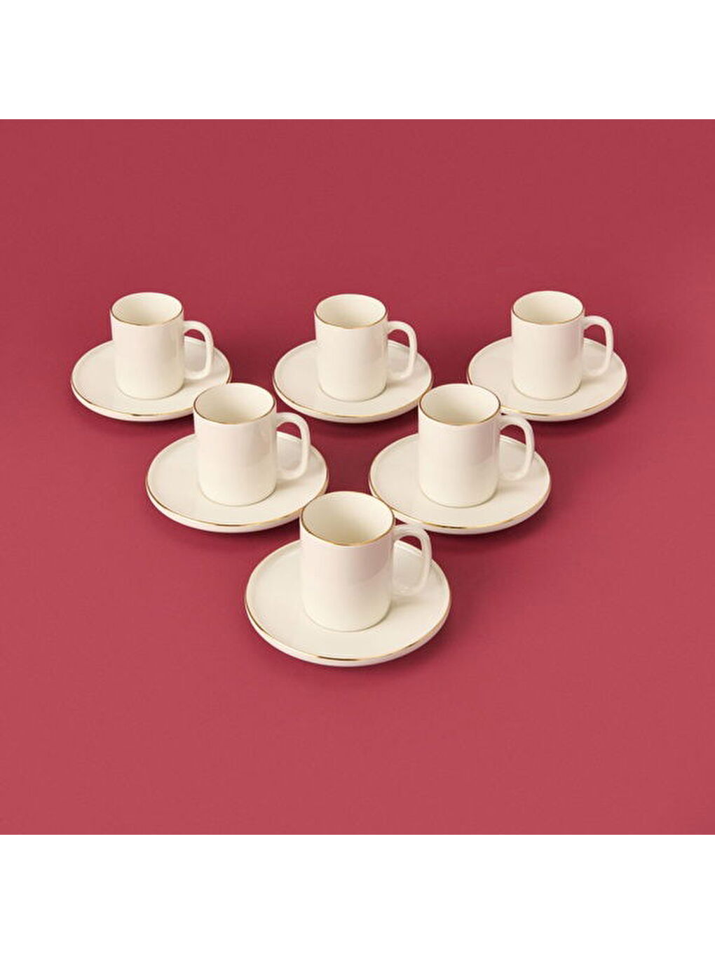 12 Parça Altın Yaldızlı Kahve Fincan Seti - Beyaz-2