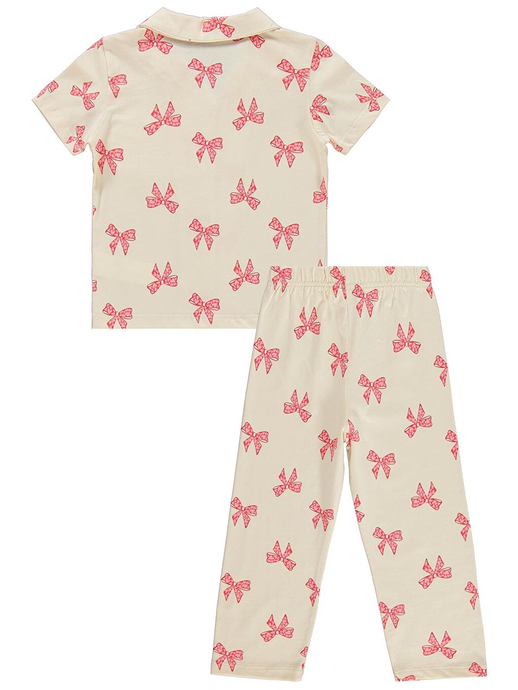 Bej Girls Fiyonk Desenli 6-9 Yaş Pijama Takımı - Fil Dişi-2