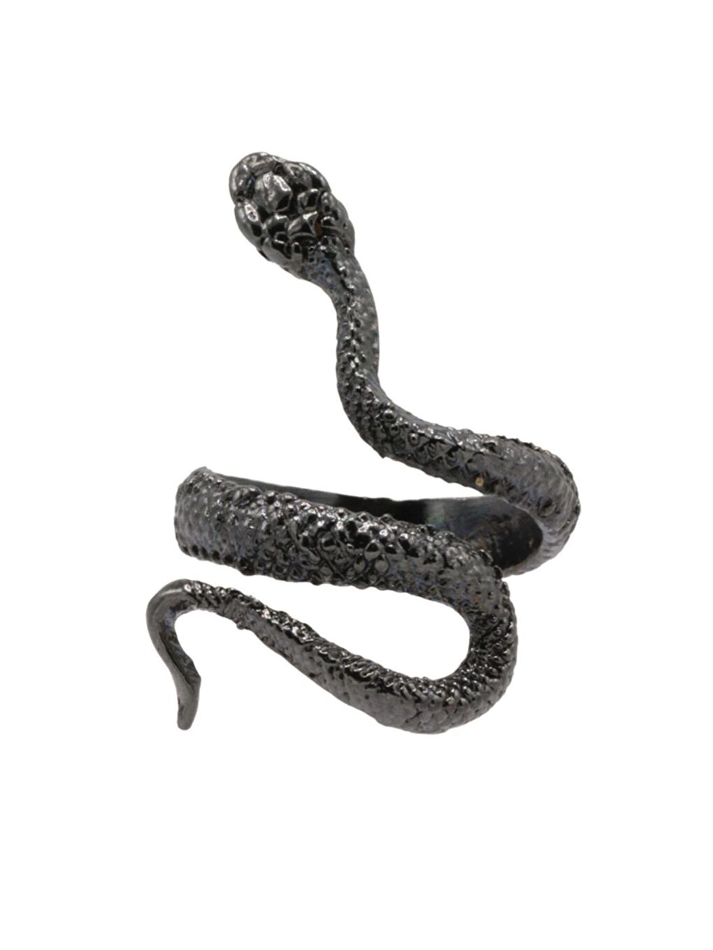 Kadın Antrasit Lak Kaplama Ayarlanabilir Dolama Formlu Ince Yılan Yüzük