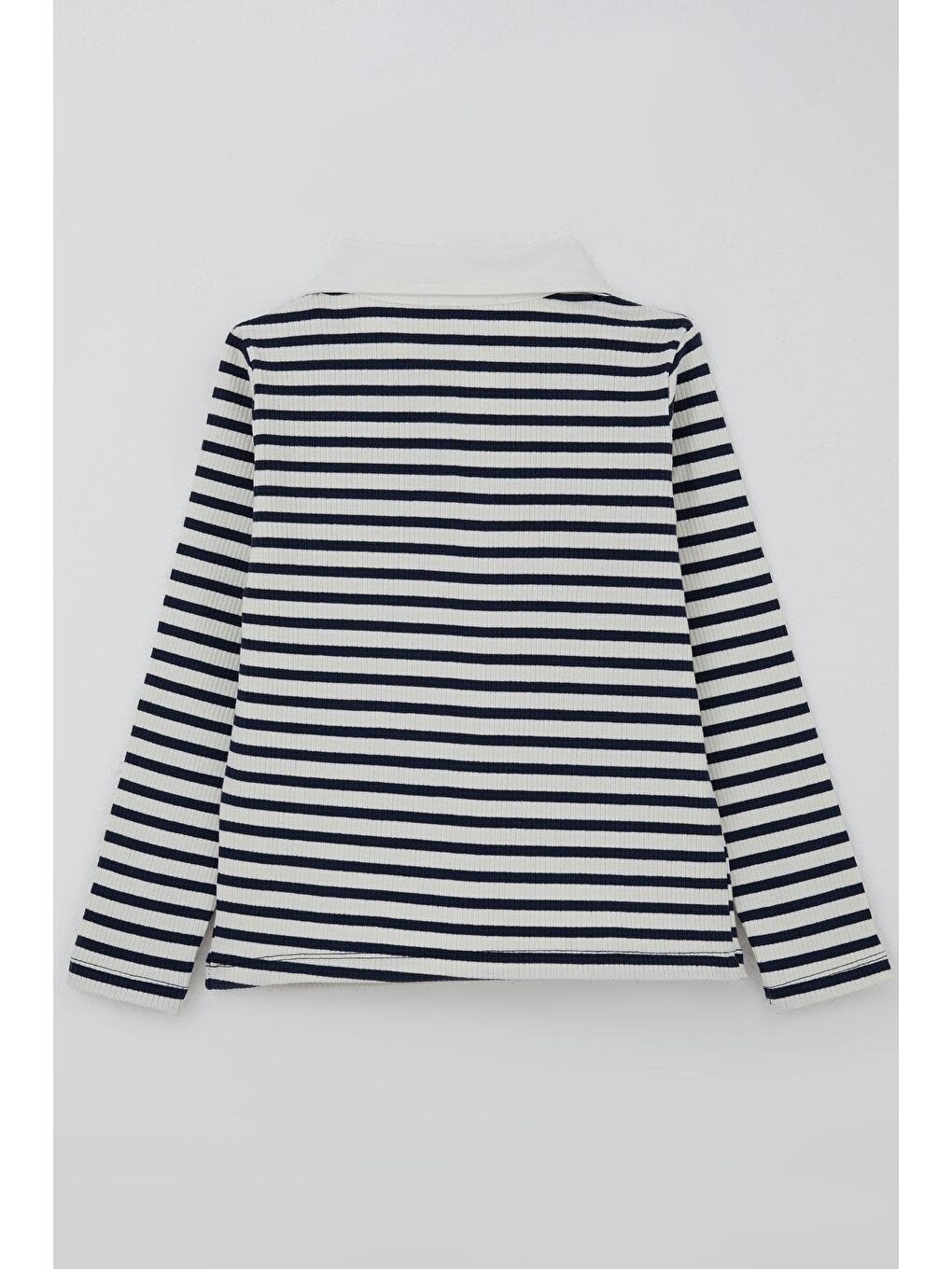 Kız Çocuk Uzun Kollu Tişört Polo Yaka Arma Detaylı Fermuarlı Beyaz (8-10 Yaş)-1