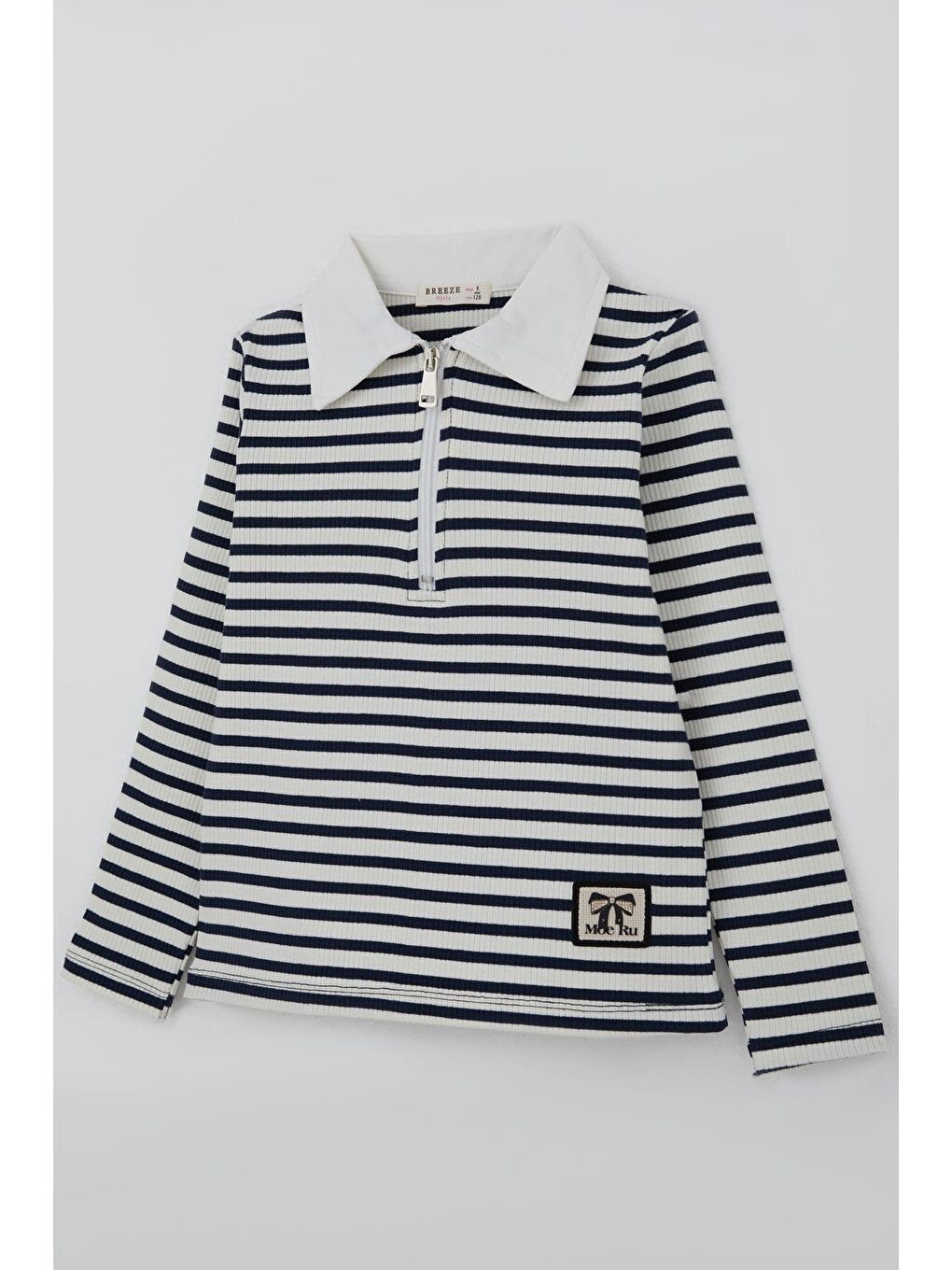 Kız Çocuk Uzun Kollu Tişört Polo Yaka Arma Detaylı Fermuarlı Beyaz (8-10 Yaş)-2