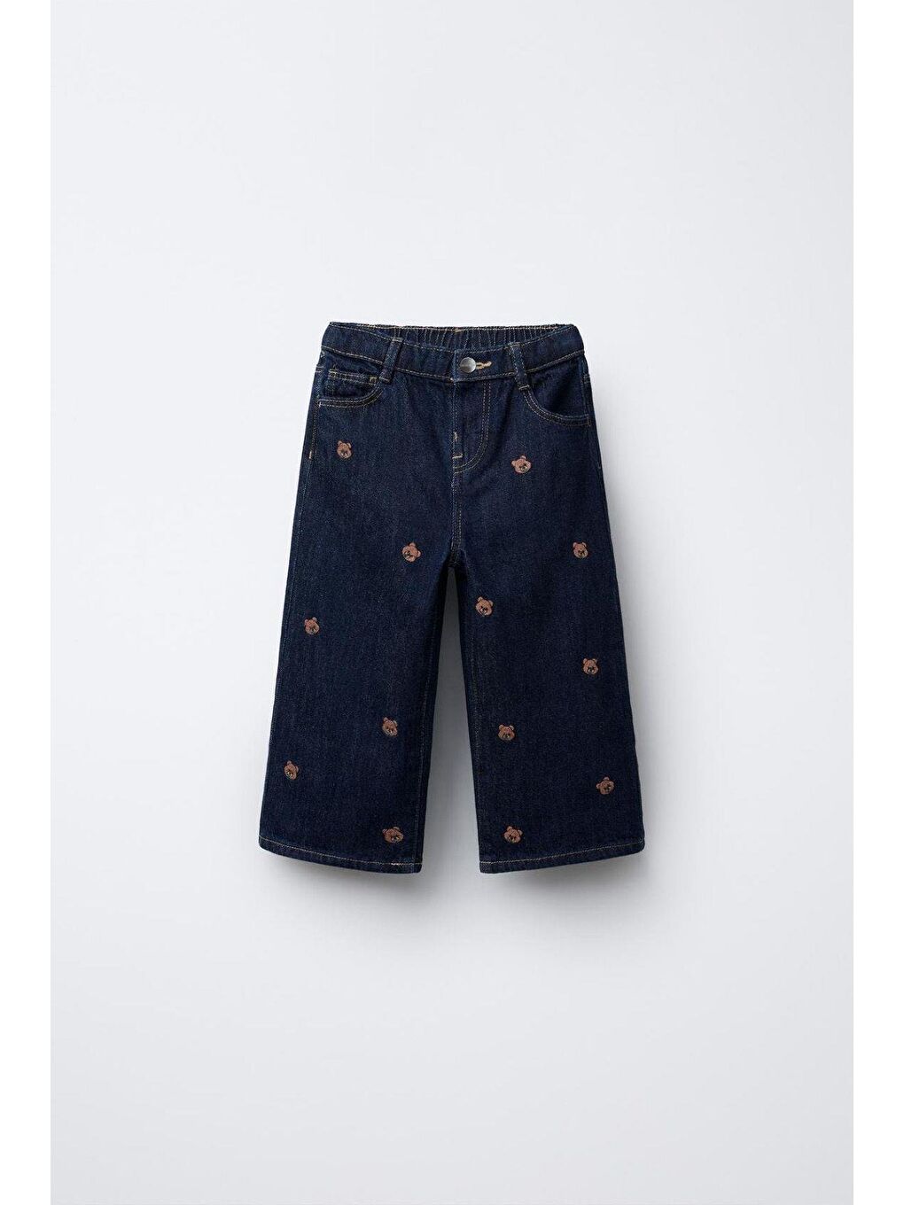 Karışık Kız Çocuk Pamuklu Kırmızı Ayı Baskılı Sweatshirt Ve Nakışlı Jean Pantolon Takım – Rahat Günlük Stil-6