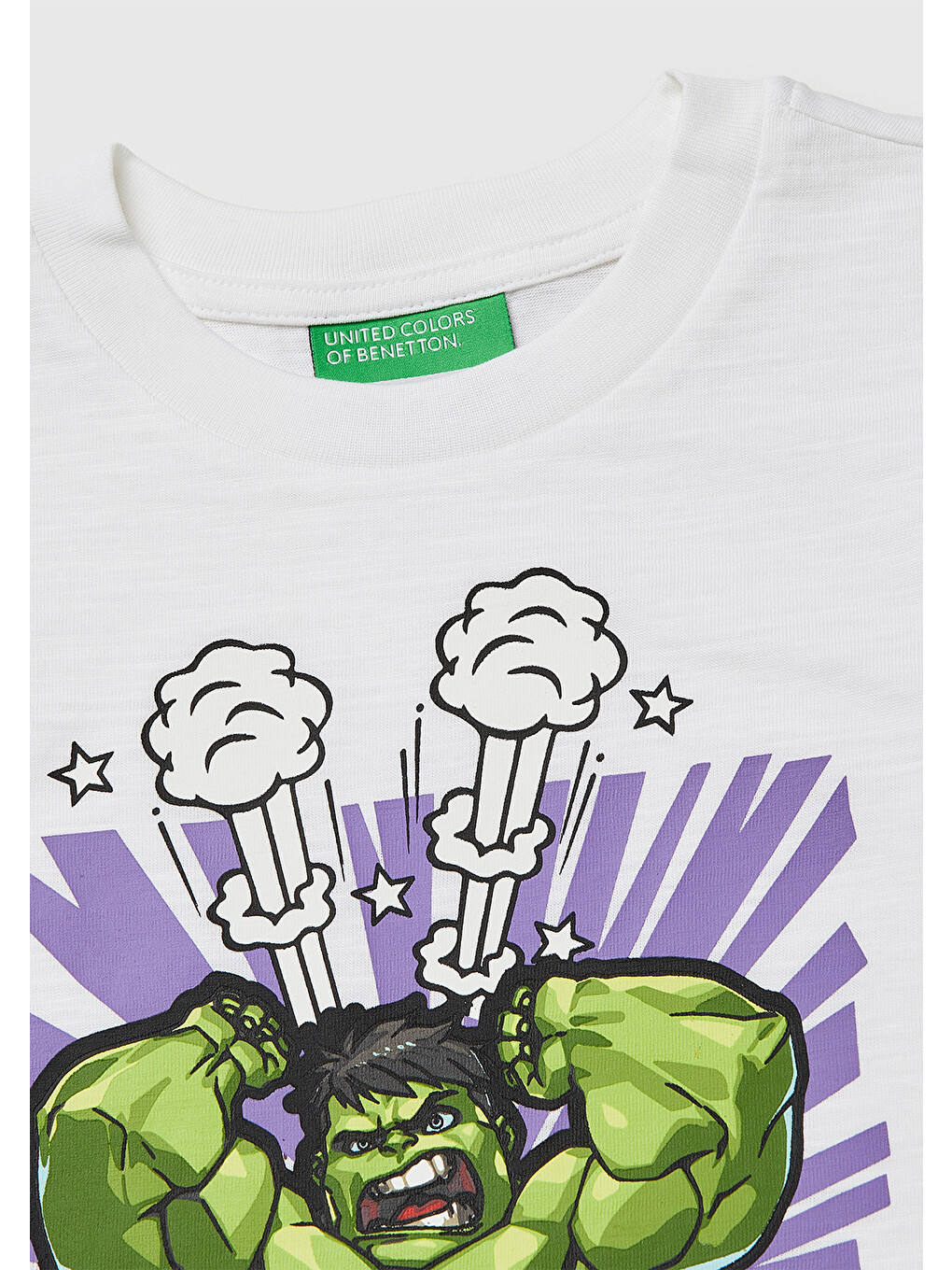 Erkek Çocuk Beyaz Hulk Baskılı Bisiklet Yaka T-Shirt-2