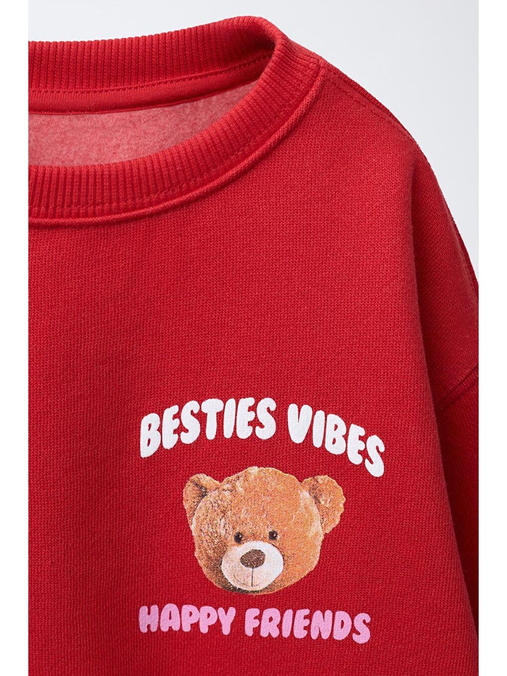 Karışık Kız Çocuk Pamuklu Kırmızı Ayı Baskılı Sweatshirt Ve Nakışlı Jean Pantolon Takım – Rahat Günlük Stil-7