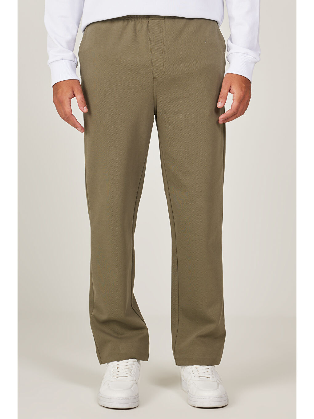 Erkek Haki Standart Fit Normal Kesim Pamuklu Pantolon