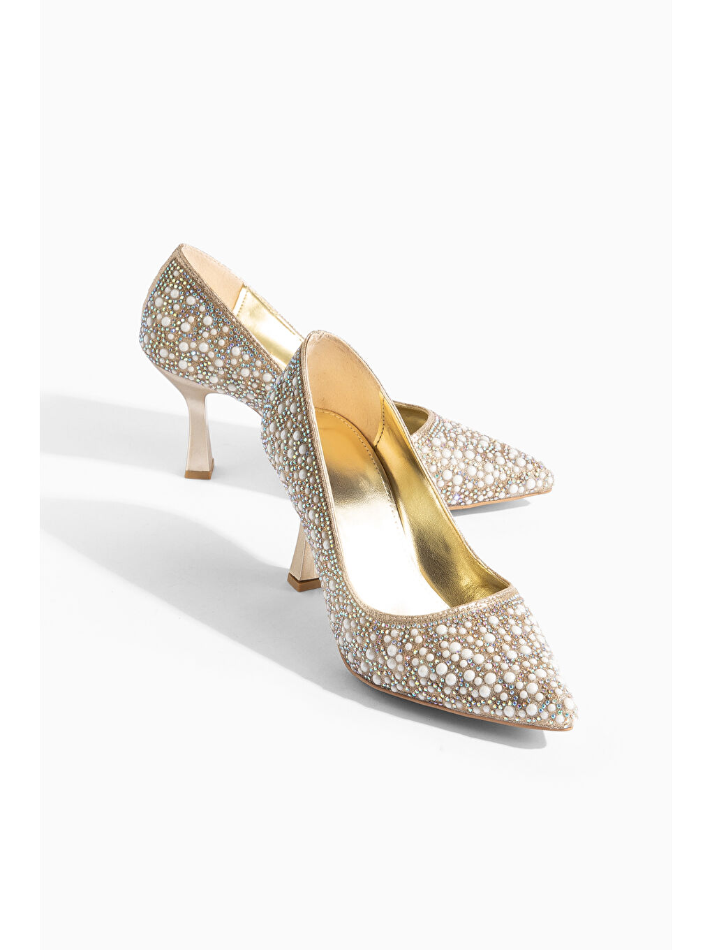 Sarı Dorve Günlük Ortopedik Klasik Topuklu Taşlı Kadın Ayakkabı-1