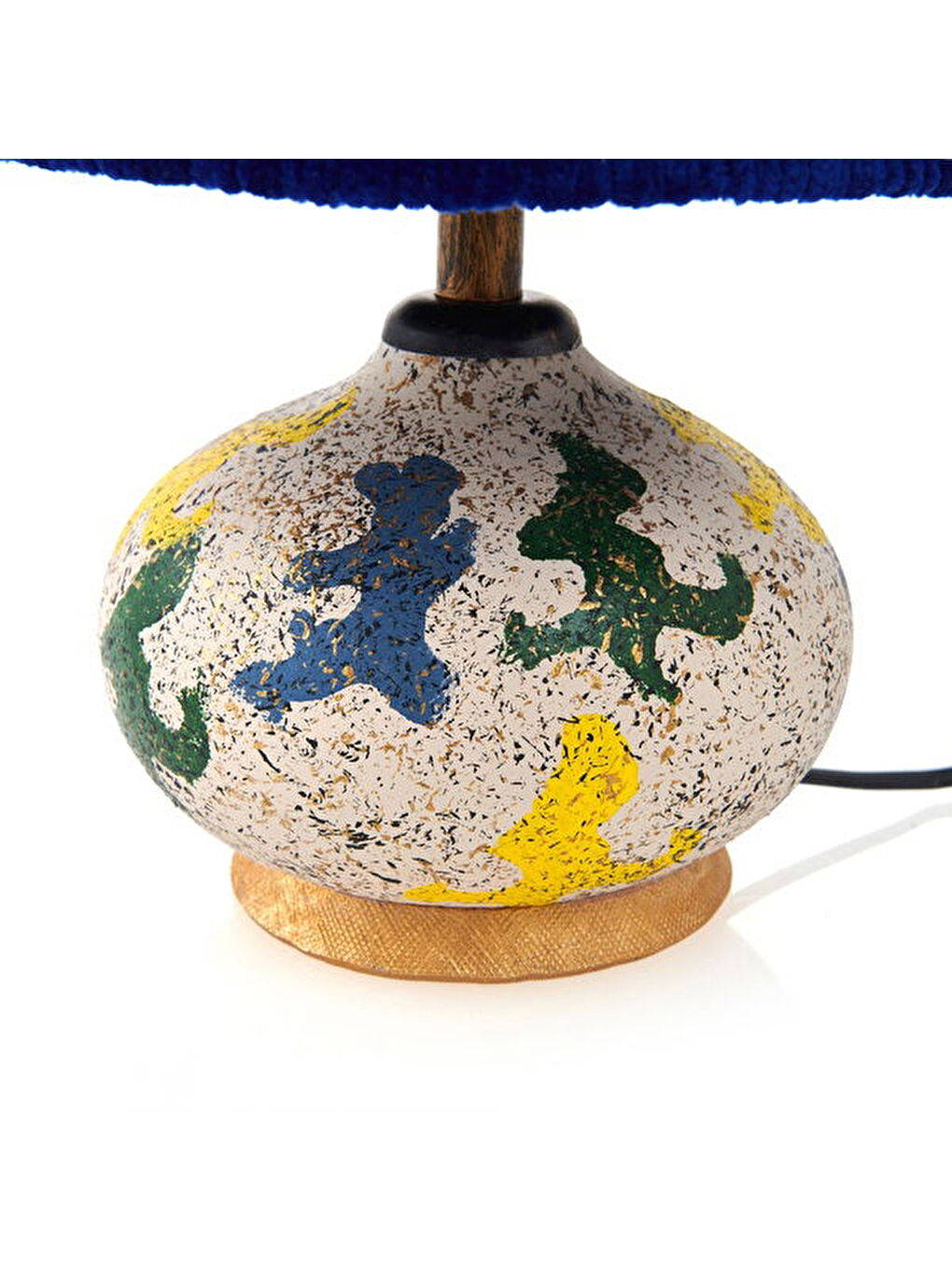 Karışık Okyanus Mavi Başlıklı Seramik Abajur - Renkli - 40 cm-5