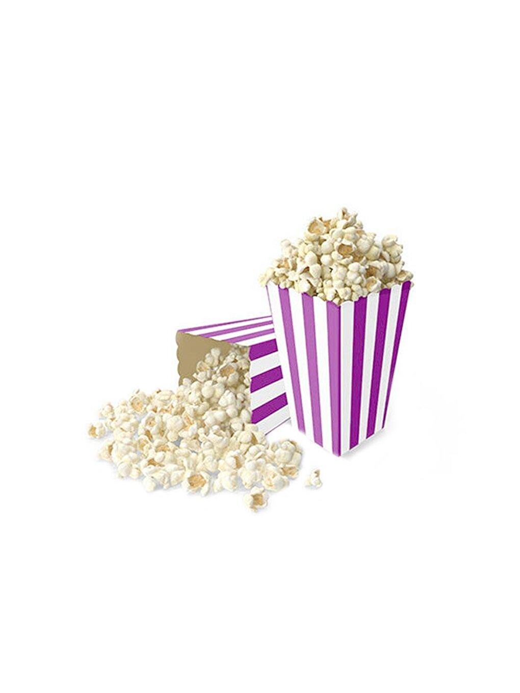 Çizgili Patlamış Mısır Kutusu Popcorn Kutusu Mor 8'li-1