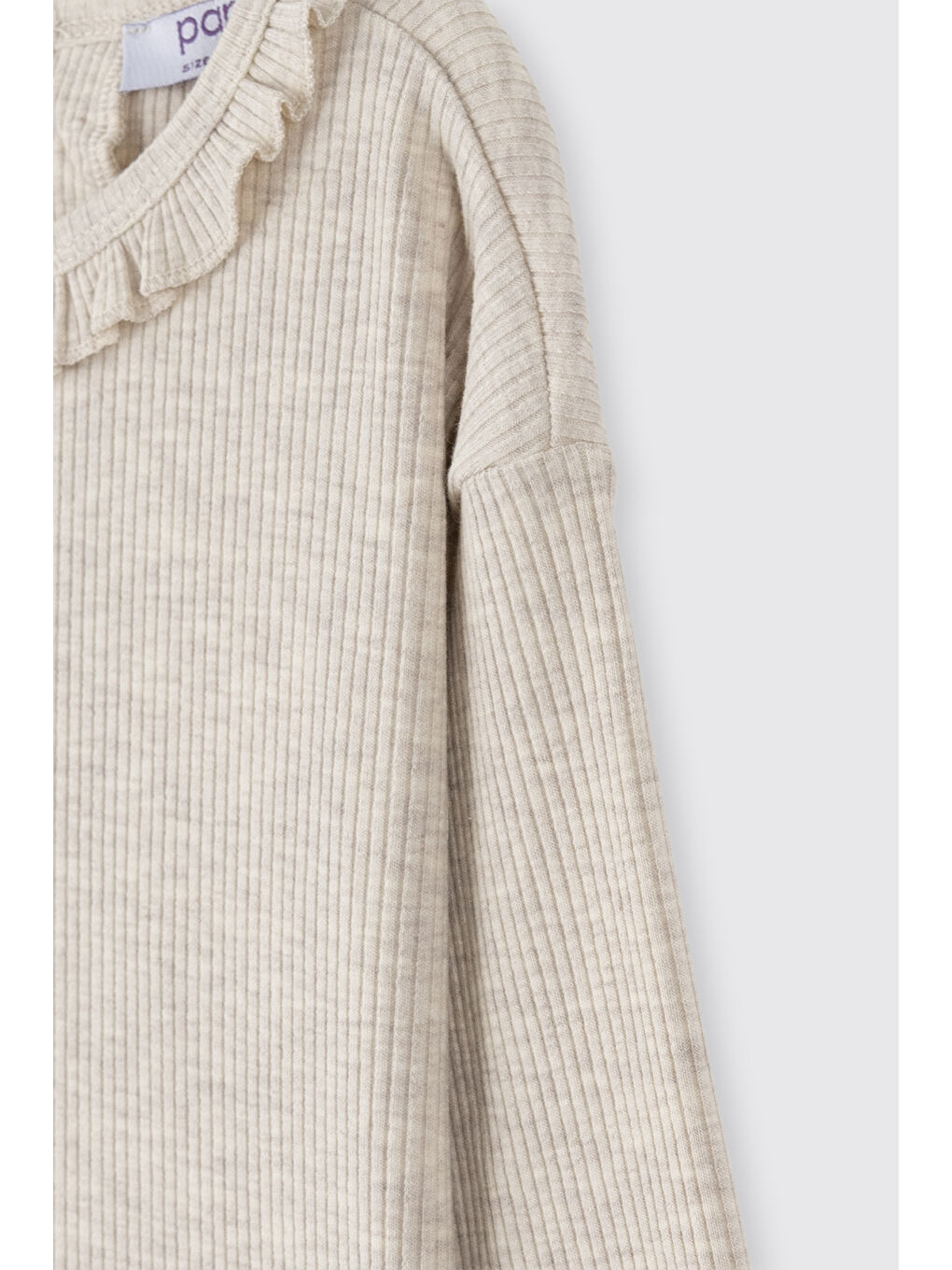 Kız Bebek Uzun Kollu Bej-Melanj Tişört-1