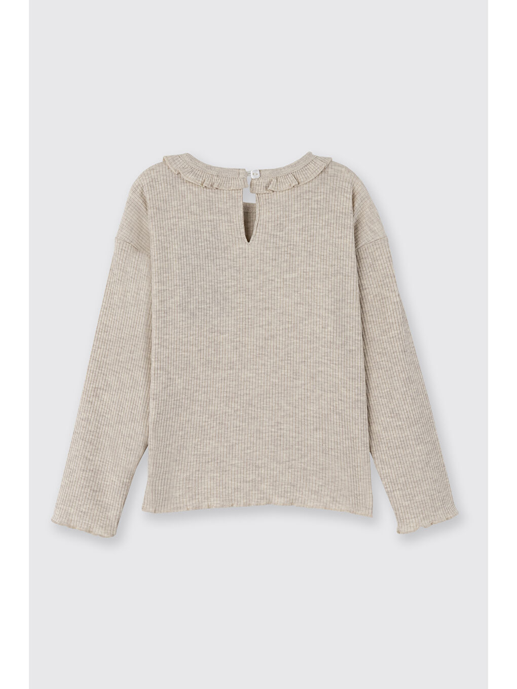 Kız Bebek Uzun Kollu Bej-Melanj Tişört-2