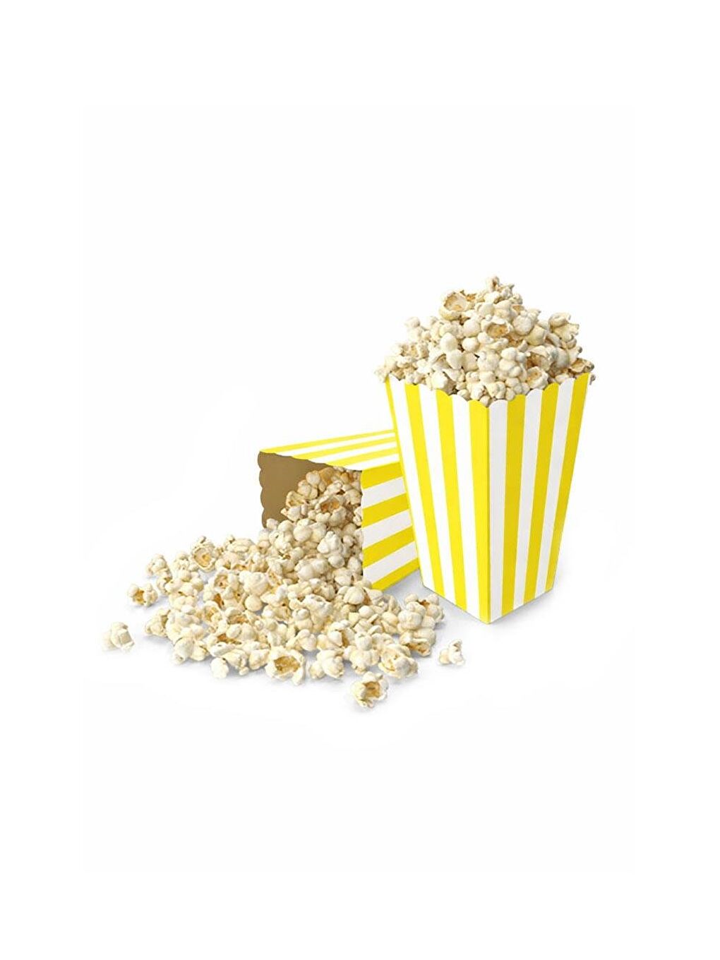 Çizgili Patlamış Mısır Kutusu Popcorn Kutusu Sarı 8'li-1