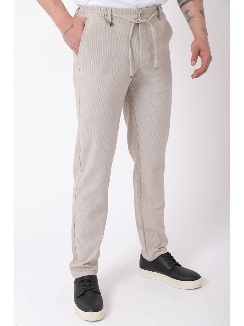 Bej Bel Lastikli Hitit Model Jogger Pantolon CPT-1_0397-1