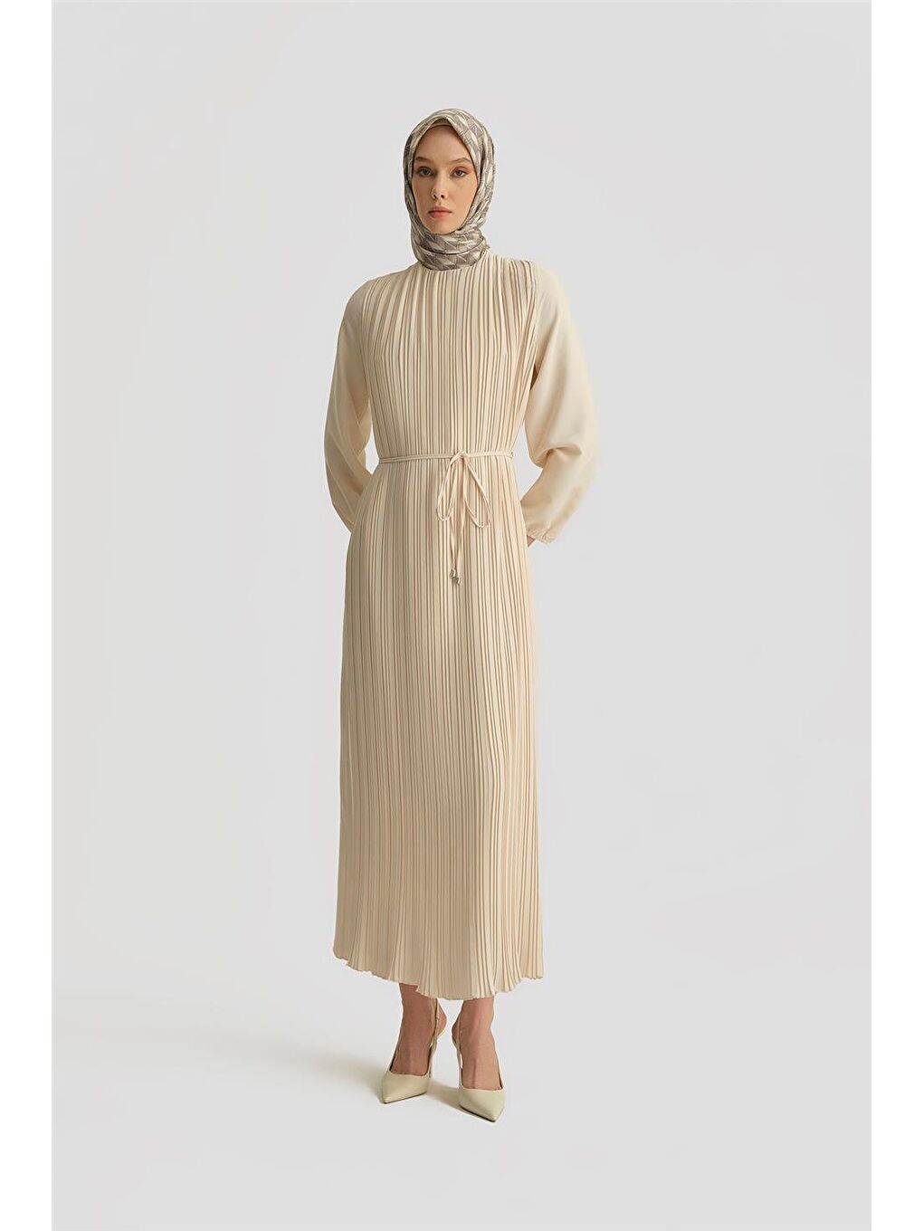Elbise Ortd9435-1 Bej-1