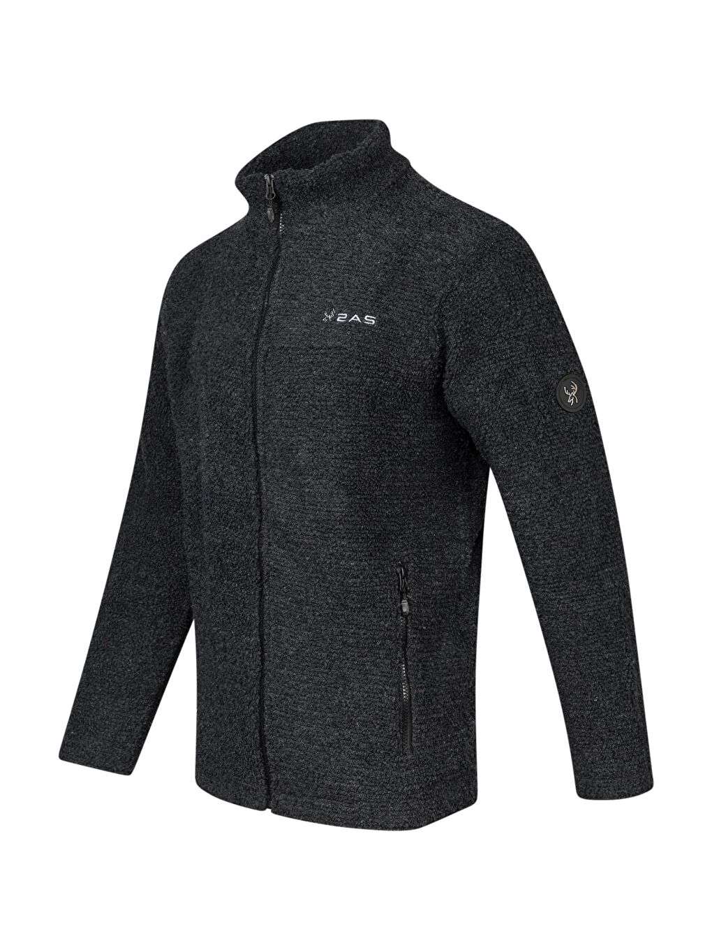 Hanoi Erkek Dik Yaka Havlu Merino Sweatshirt Siyah-1